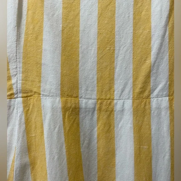 Women’s GAP Yellow and White Striped Square neck Midi Linen Blend Dress size 14 - Picture 6 of 13